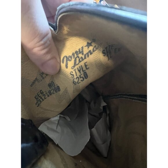 Tony Lama 6250 Black Shrunken Shoulder Leather Boots Mens Size 12 EE - Picture 7 of 8